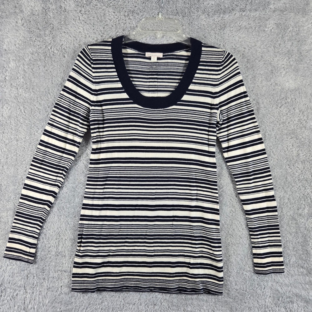 Gap Maternity Navy Blue White Striped Wool Blend Scoop Neck Sweater Small